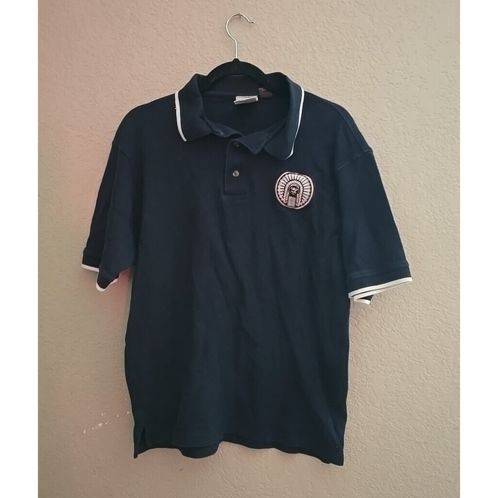 Oarsman Navy Illini Indian Chief Logo Classic Preppy Polo Shirt Men's Medium